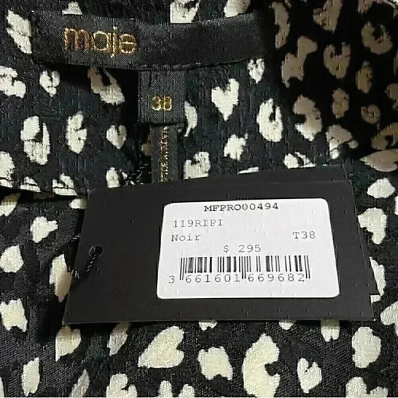 Maje Ripi Dress M Black Twist Detail Animal Print Mini Party Date Night NWT - Picture 10 of 12